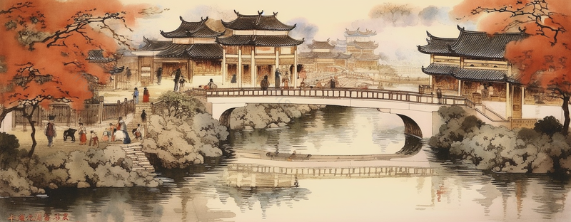 复古灰色江南水乡小桥流水房屋中国风插画,插画/手绘图,插画/手绘图库,插画/手绘图下载,插画/手绘